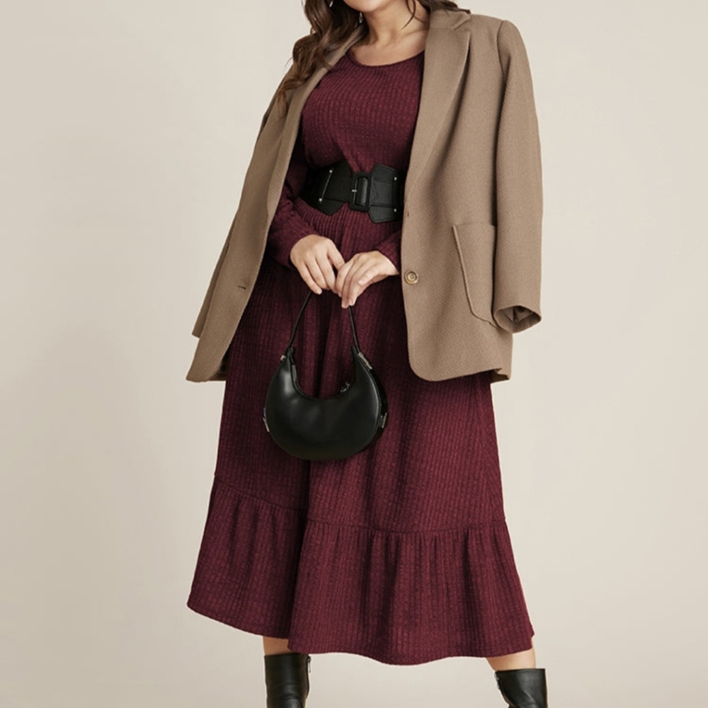❤️ Host Pick ❤️ Burgundy hem dress *belt not included - Picture 4 of 7